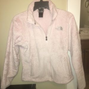 North face fuzzy pink zip up